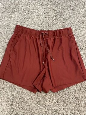 Everyday Drawstring Shorts in Brick Red